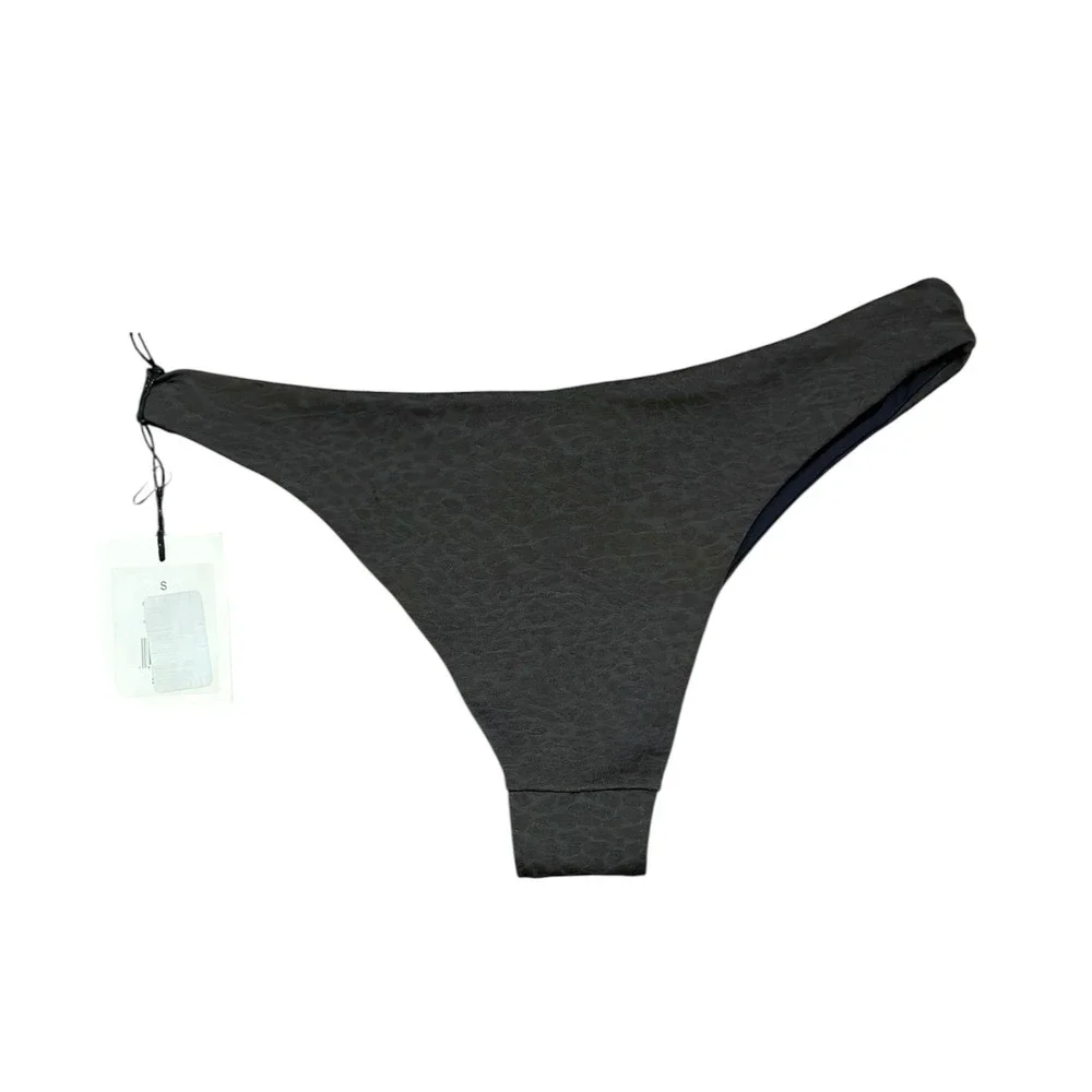 Onia Feline Texture Black V-Front High Leg‎ Bikini Bottom Women's Size Small NWT
